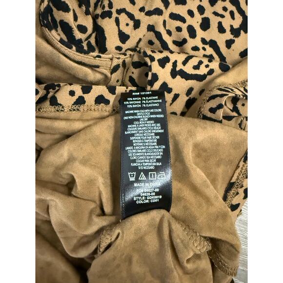 New Good American Wrap Dress Women's Size 1 Small Leopard Print Long Sleeve - Picture 7 of 8